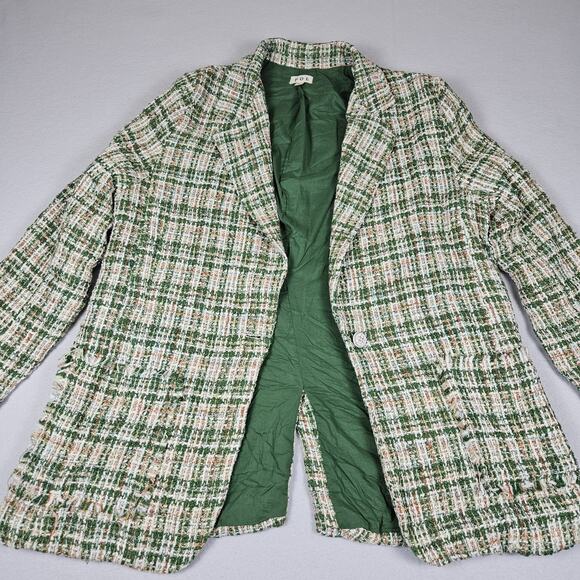 Anthropologie POL Evie Boucle Tweed Jacket S Blazer Woven Overcoat Plaid Cottage - Picture 14 of 16